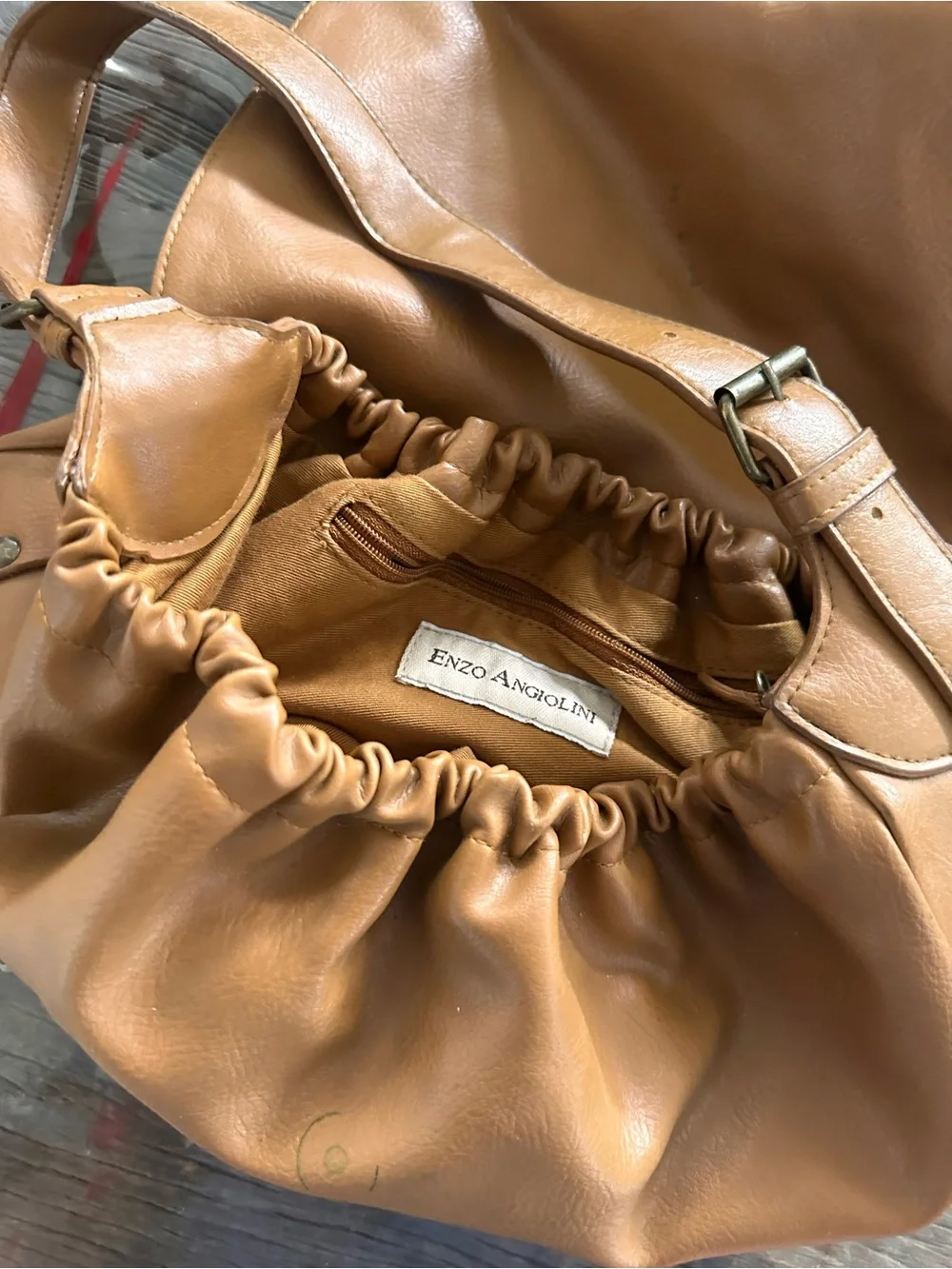 Enzo Angiolini Caramel Tan Leather Hobo Shoulder Bag
